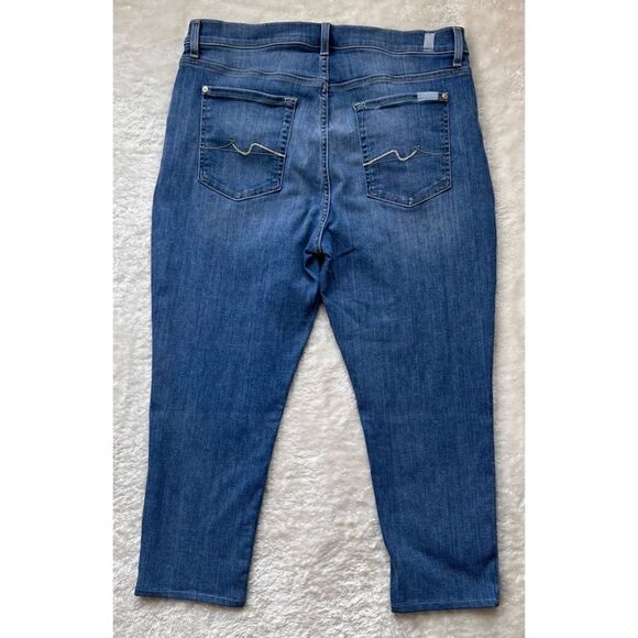 7 For All Mankind 7FAM Josefina Slim Boyfriend Mid Rise Crop in Formosa, Size 32 - Picture 14 of 16